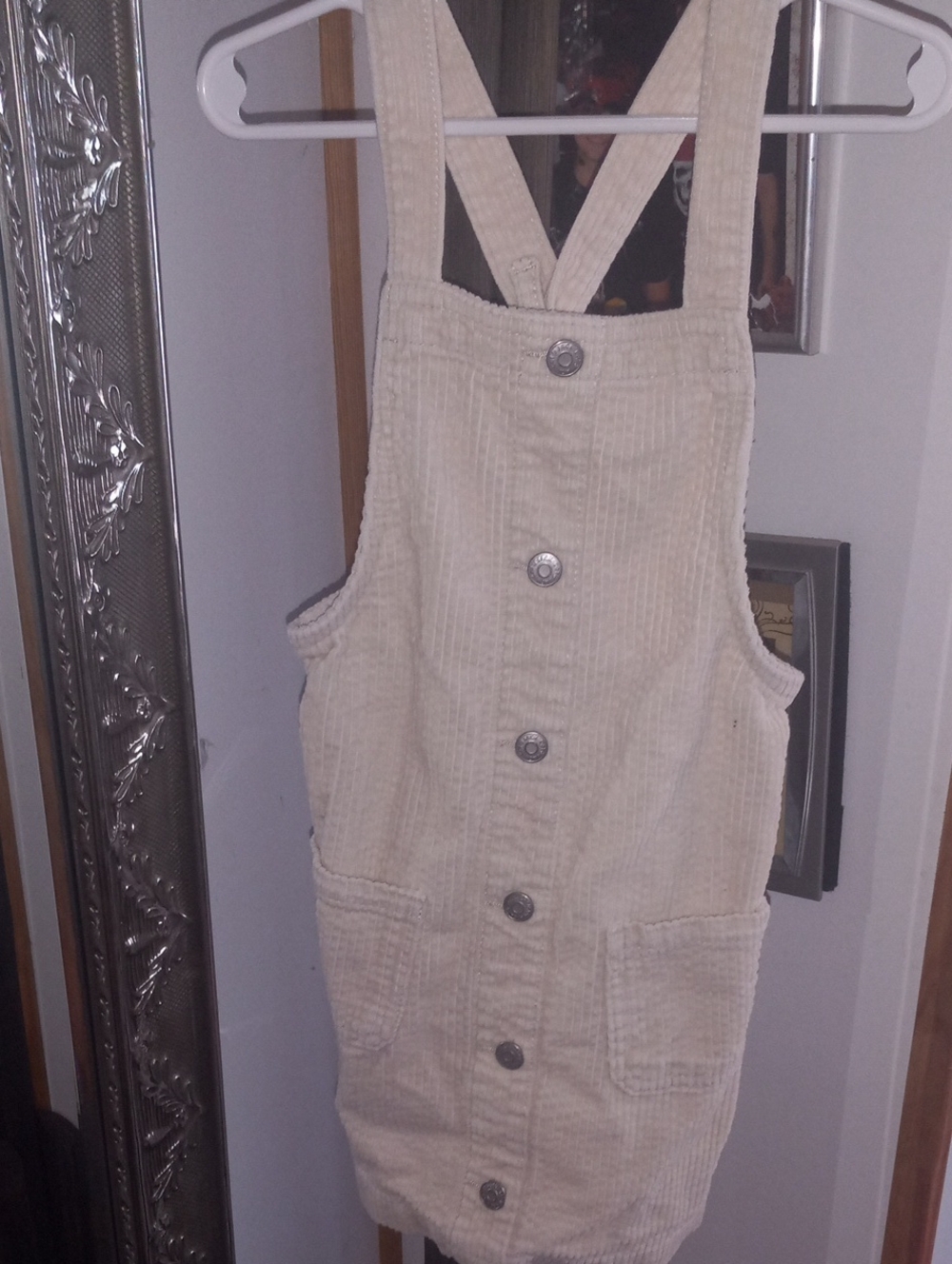 Cat & Jack Cream Corduroy Button-Front Pinafore